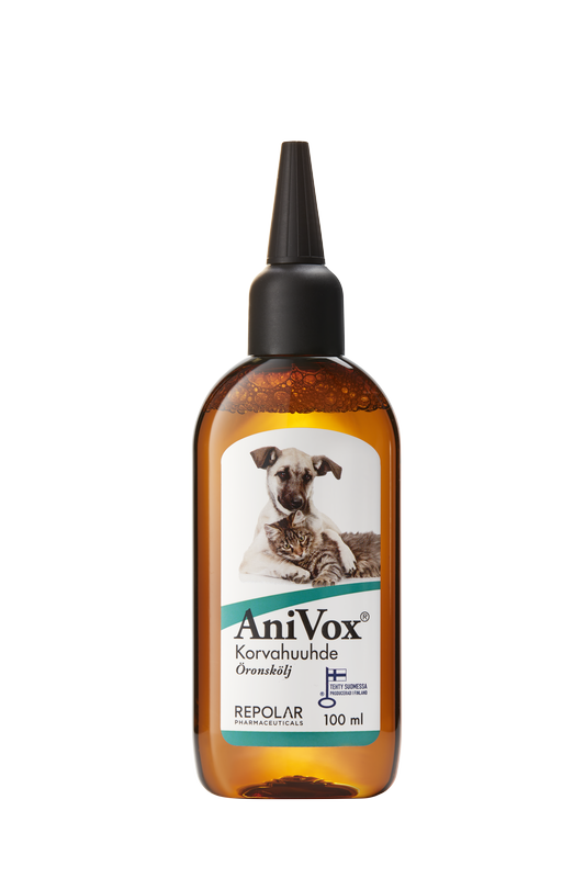 Anivox pullo kissakoira logolla ei taustaa